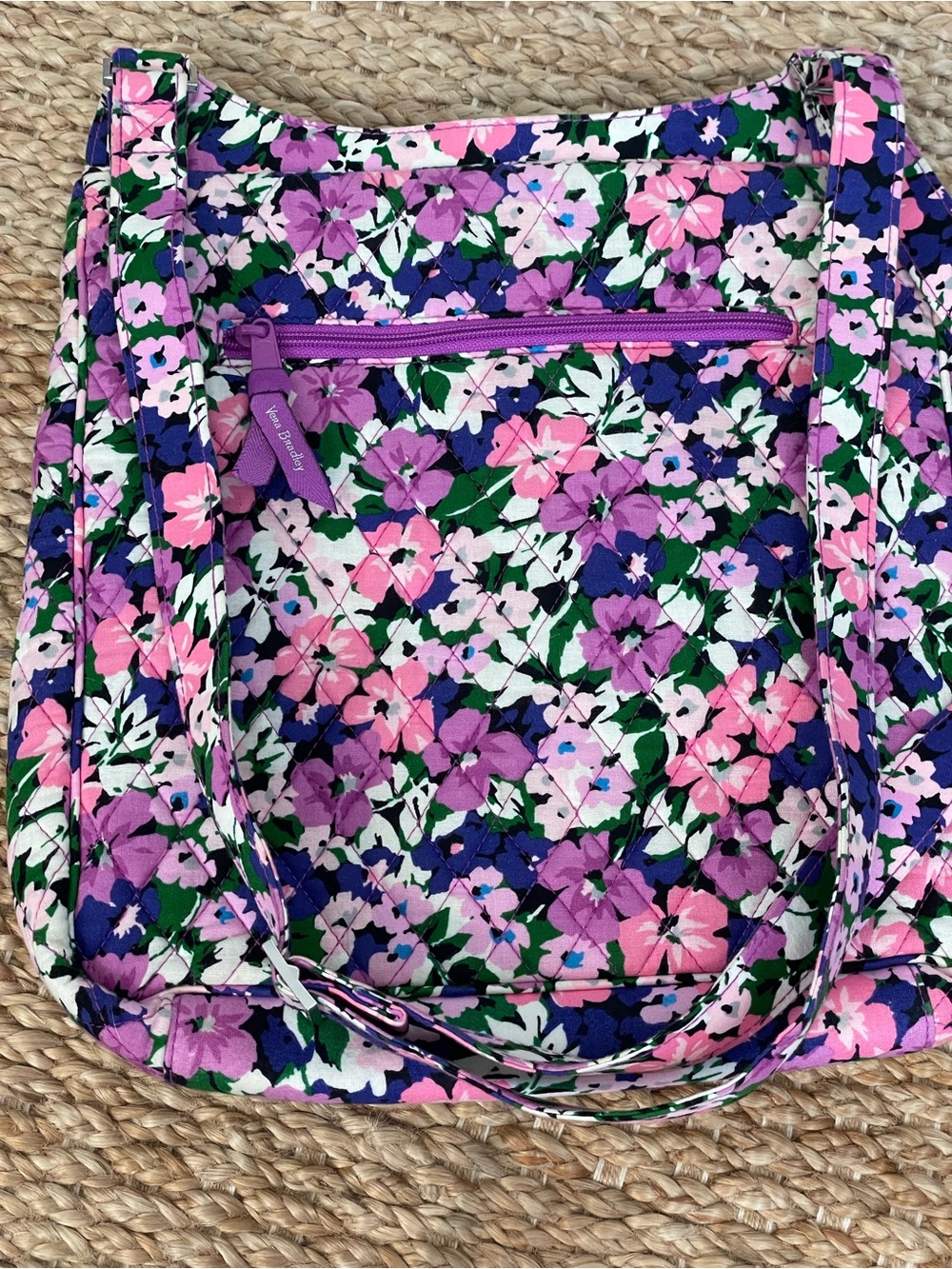 Vera Bradley Matching Crossbody & Wallet Set Purple Pink Floral Retired - Picture 2 of 11